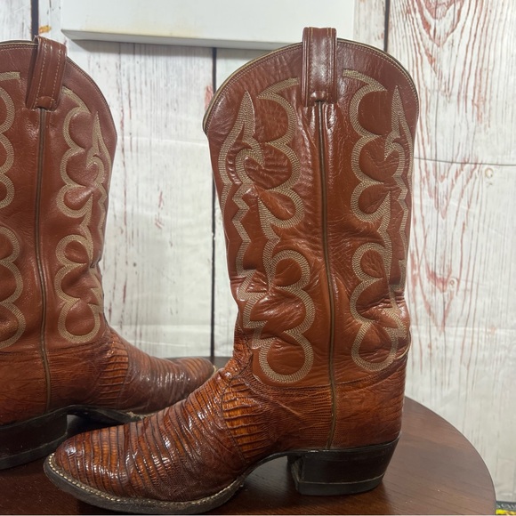 TONY LAMA EXOTIC Croc/Lizard vintage Men's Brown Western Leather Cowboy Boots 9D - Picture 12 of 17